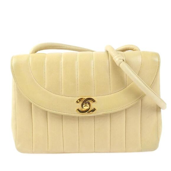 Chanel Mademoiselle Coco Mark Leather Beige Shoulder Bag - Picture 1 of 8